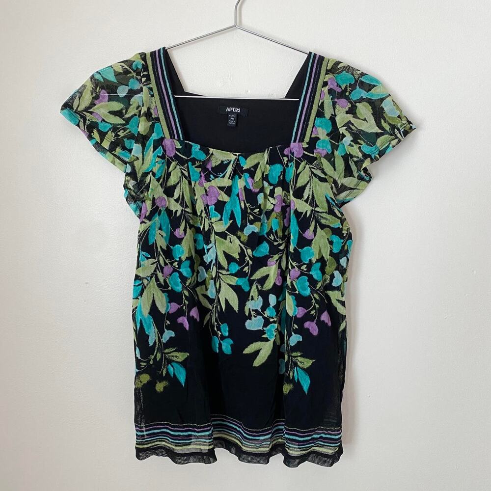 Y2K Floral Print Short Sleeve Sheer Blouse